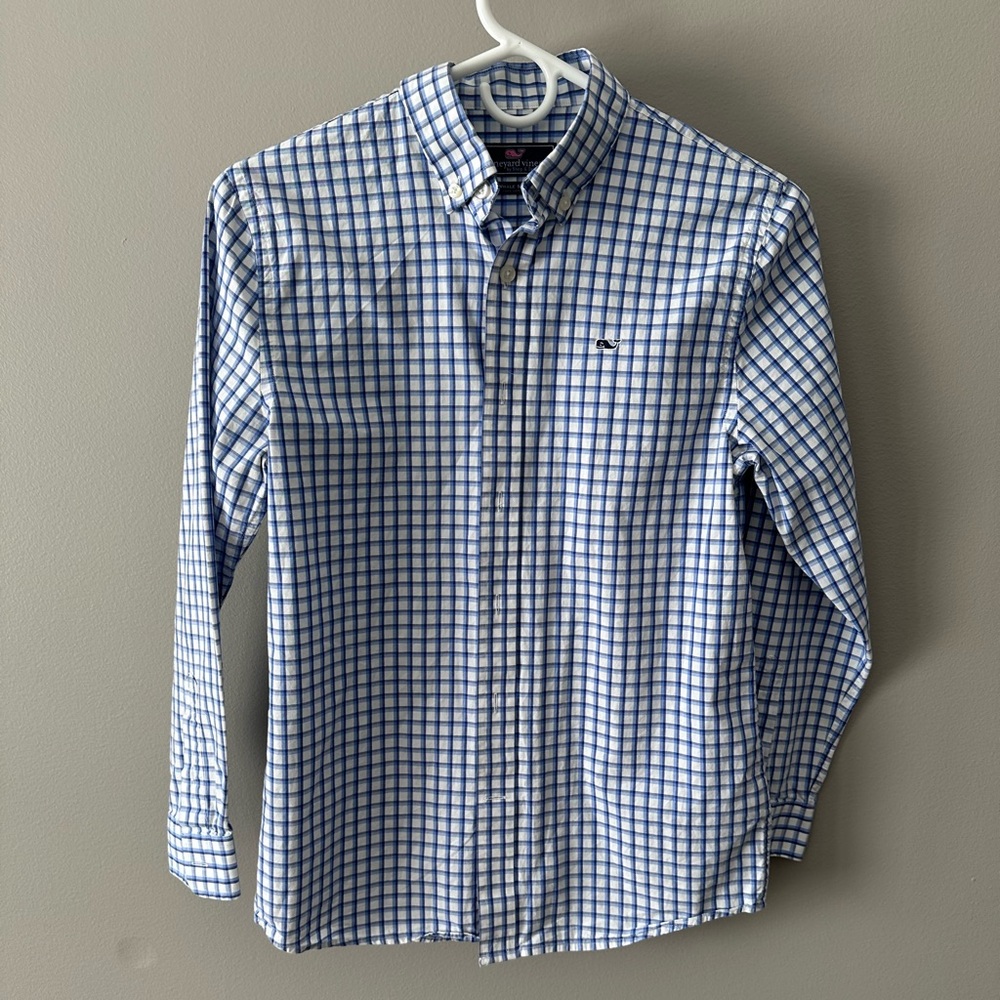 Vineyard Vines Blue and White Checkered Shirt